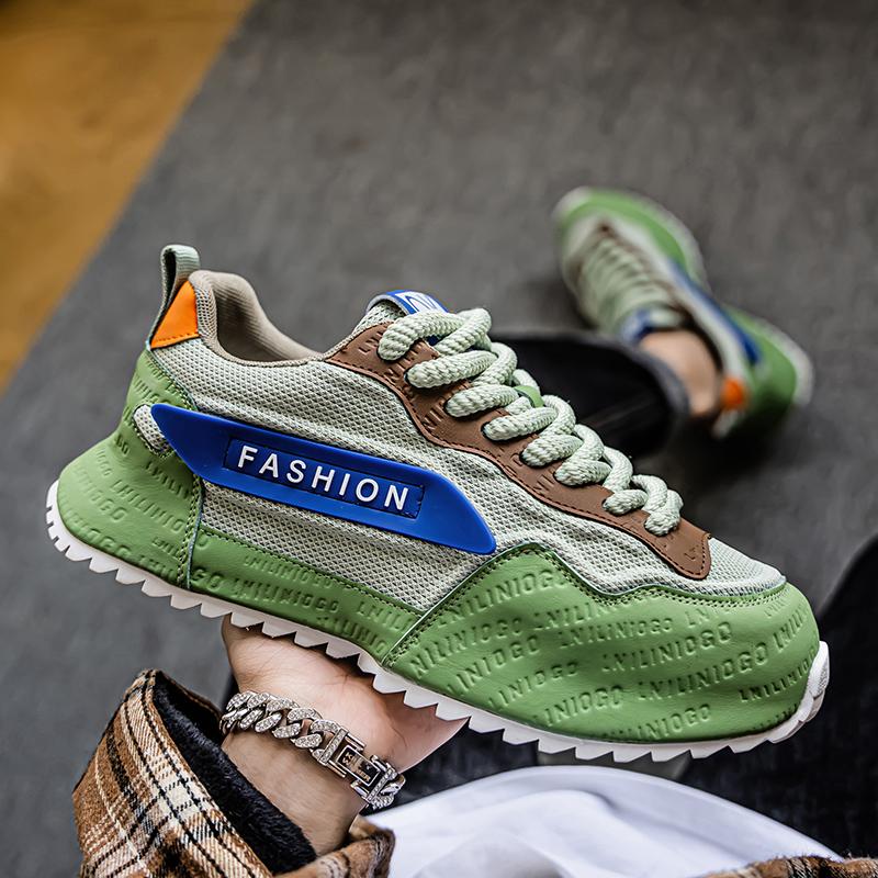 Chunky Sneakers Plus Size 45 46 47 48 Mens Designer Sports Shoes Fashion Casual Leather Fabric Increased Internal Platform Shoes