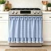 Laundry Room Appliance Cover Curtain, Tie-Top Gingham Dust Cover Panel, 30 x 21.5 In Cotton Blend for Indoor Use
