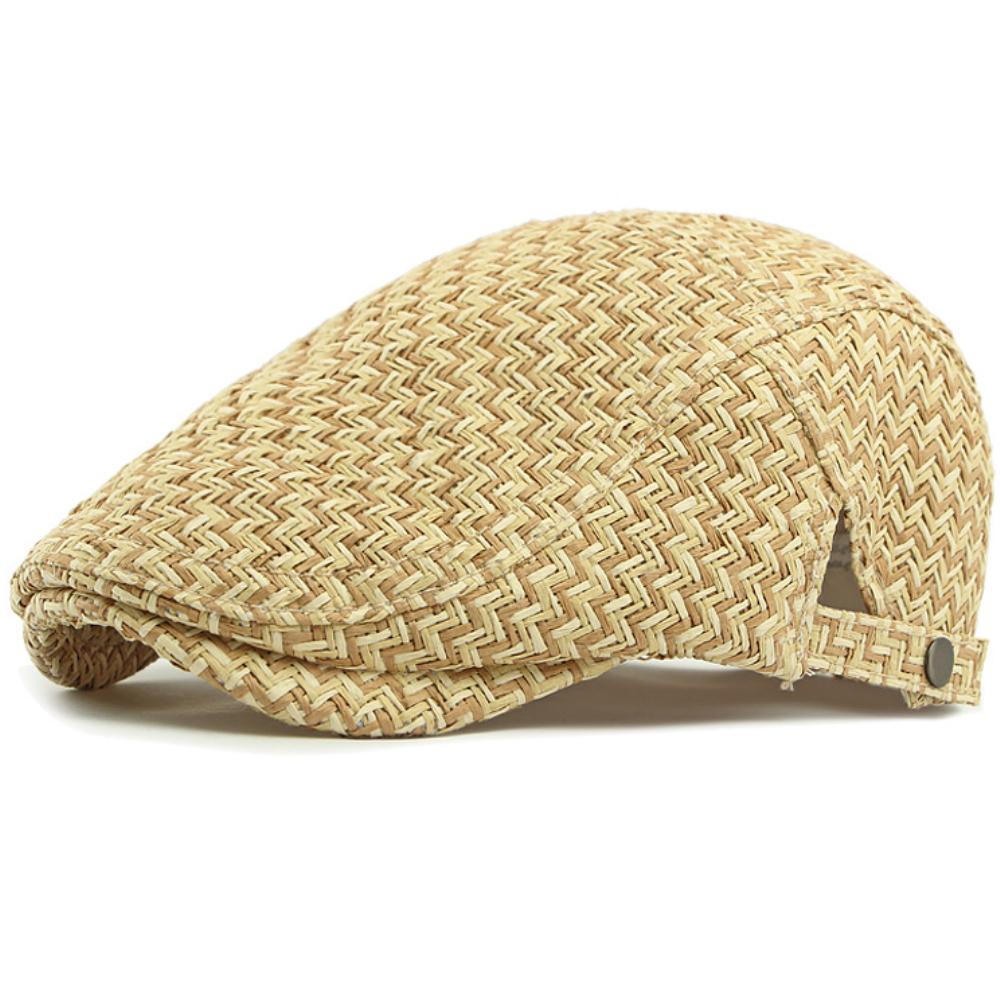 HT4831 Boinas para Hombre Mujer Primavera Verano Gorra de Sol Transpirable Sombrero Boina de Paja Masculino Femenino Ajustable Gorra Plana de Hiedra Boinas Vintage