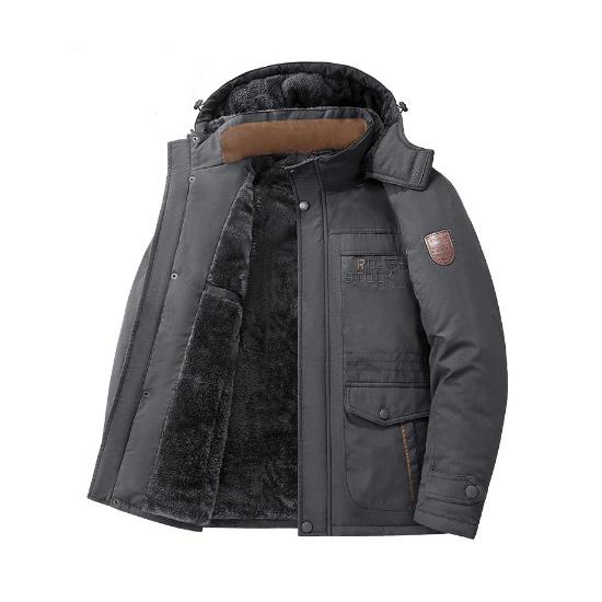Winter Thickened Velvet Warm Men's Casual Cotton Clothes Windproof Waterproof Medium and Long Jacket