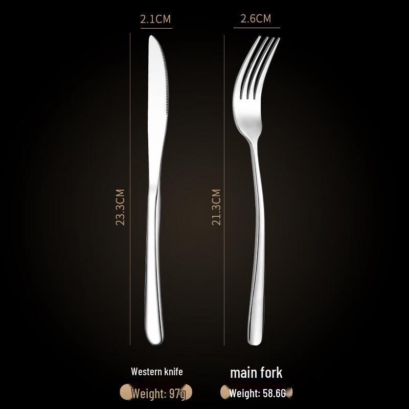 Abay 304 Stainless Steel Electroplated Dinner Fork & Knife Set
