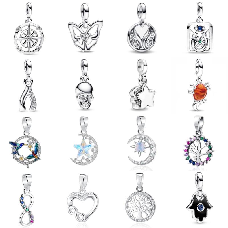 Nowy Srebro Próby S925 Platerowany Koralik Me Serii Miłość Koniczyna Gwiazda Wisiorek Zawieszka Pasuje Oryginalna Bransoletka Kobiety Biżuteria DIY