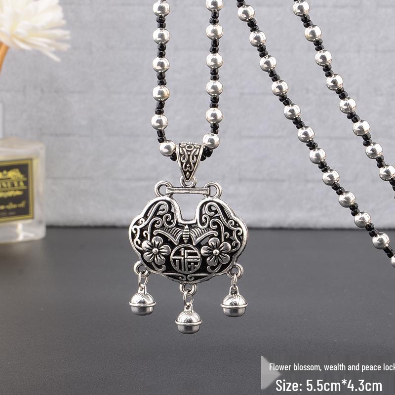 

Тибетське срібло Чотири сторони світу Багатство Китиця Підвіска Кольє