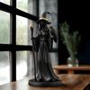 Yousheng Black Gold Staff Witch Sculpture Halloween Witch Holding Scepter Statue Resin Witch And Raven Figurine for Gothic Home Tabletop Decor