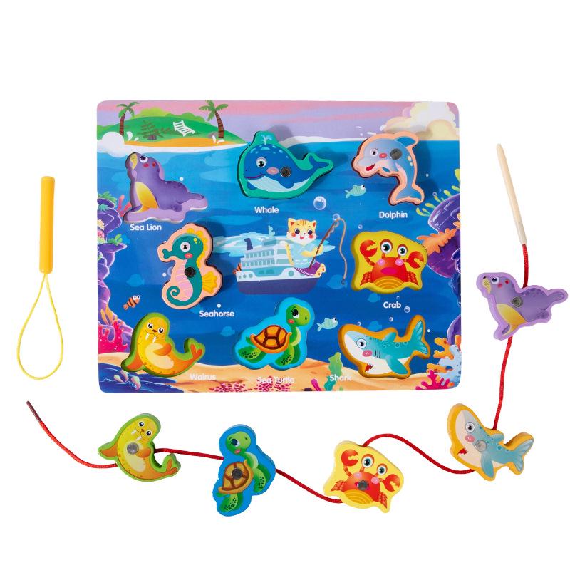 Animal Matching Magnetic Wooden Lacing Puzzle for Kids Ages 3-6
