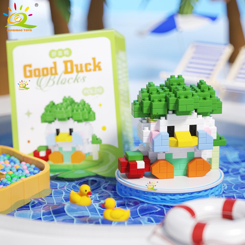 Mini Cute Duck Cosplay Dress Animal Micro Building Block 3D Diamond Model Brick DIY City Construction Toys for Children