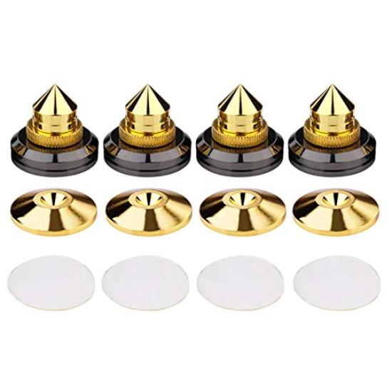 Flushbay Metal Speaker Adjustable for Audio Sound Improvement 4-Pack Spikes, Height, Speakers, (Gold)