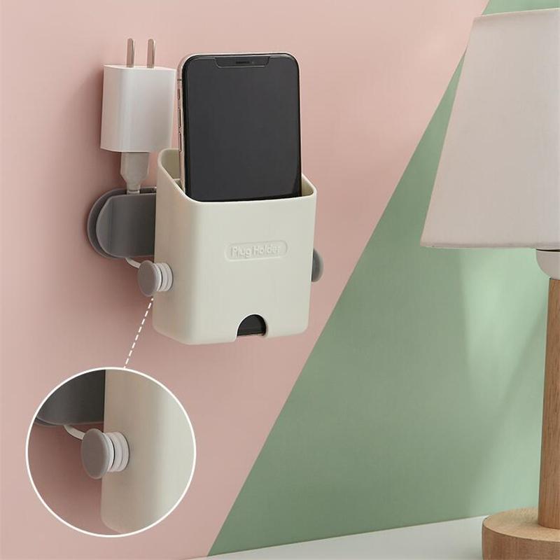 Punch-Free Wandhalterung für Mobiltelefone, Fernbedienungs-Organizer, Aufbewahrungsbox, Wandhalterung zum Aufladen des Telefons, Multifunktionshalterung