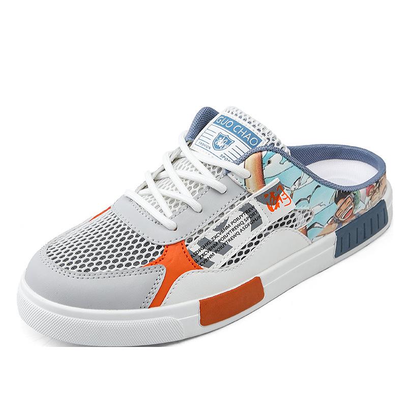 Men's Summer Breathable Mesh Low-Top Closed-Toe Backless Skate Shoes