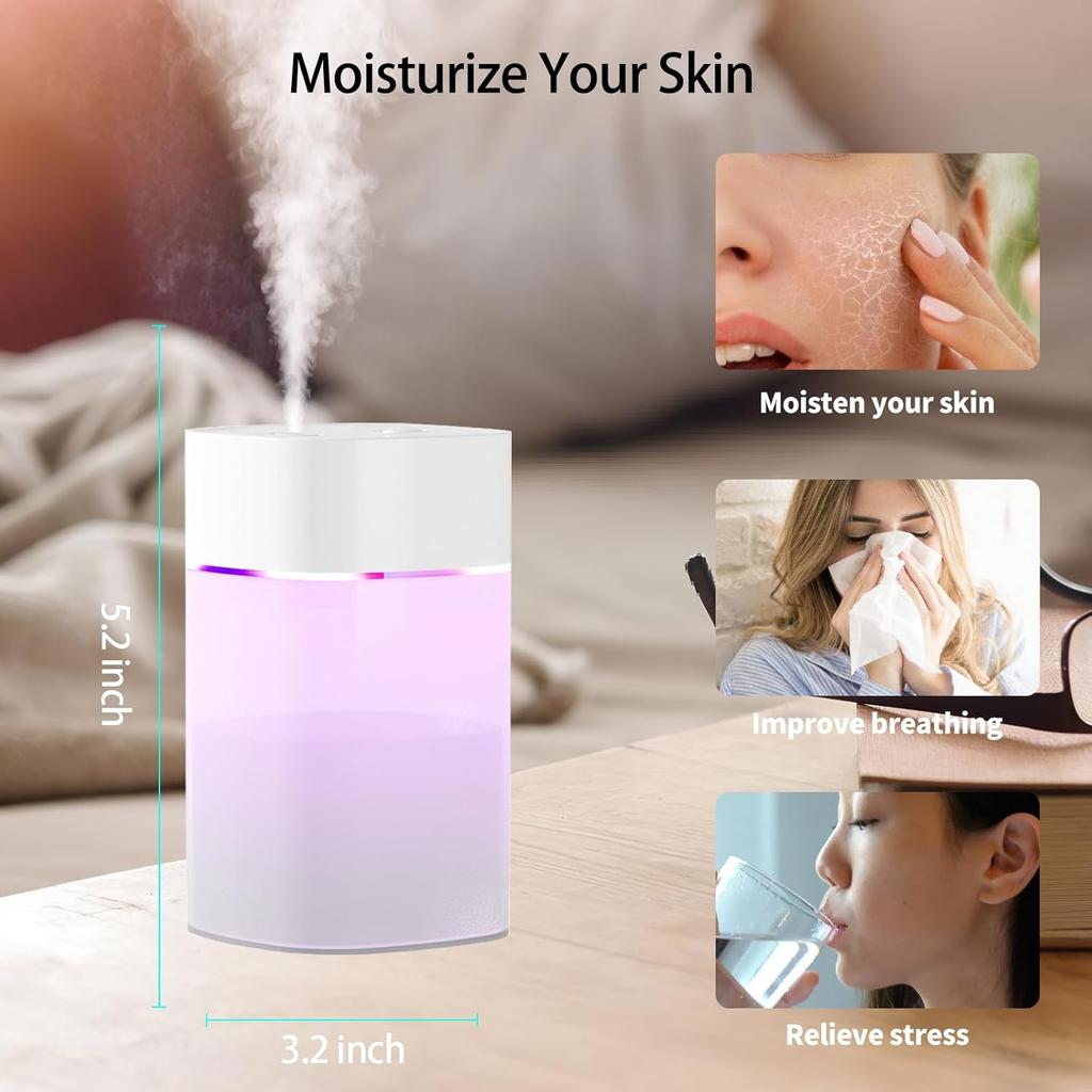 Small Plant Humidifier Bedroom Cold Mist Humidifier Office Car Desktop Mini Personal Humidifier Travel Portable Humidifier White