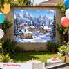 One 2D flat-printed winter wonderland cabin scene background fabric made of polyester fabric is very suitable for home use.ZL