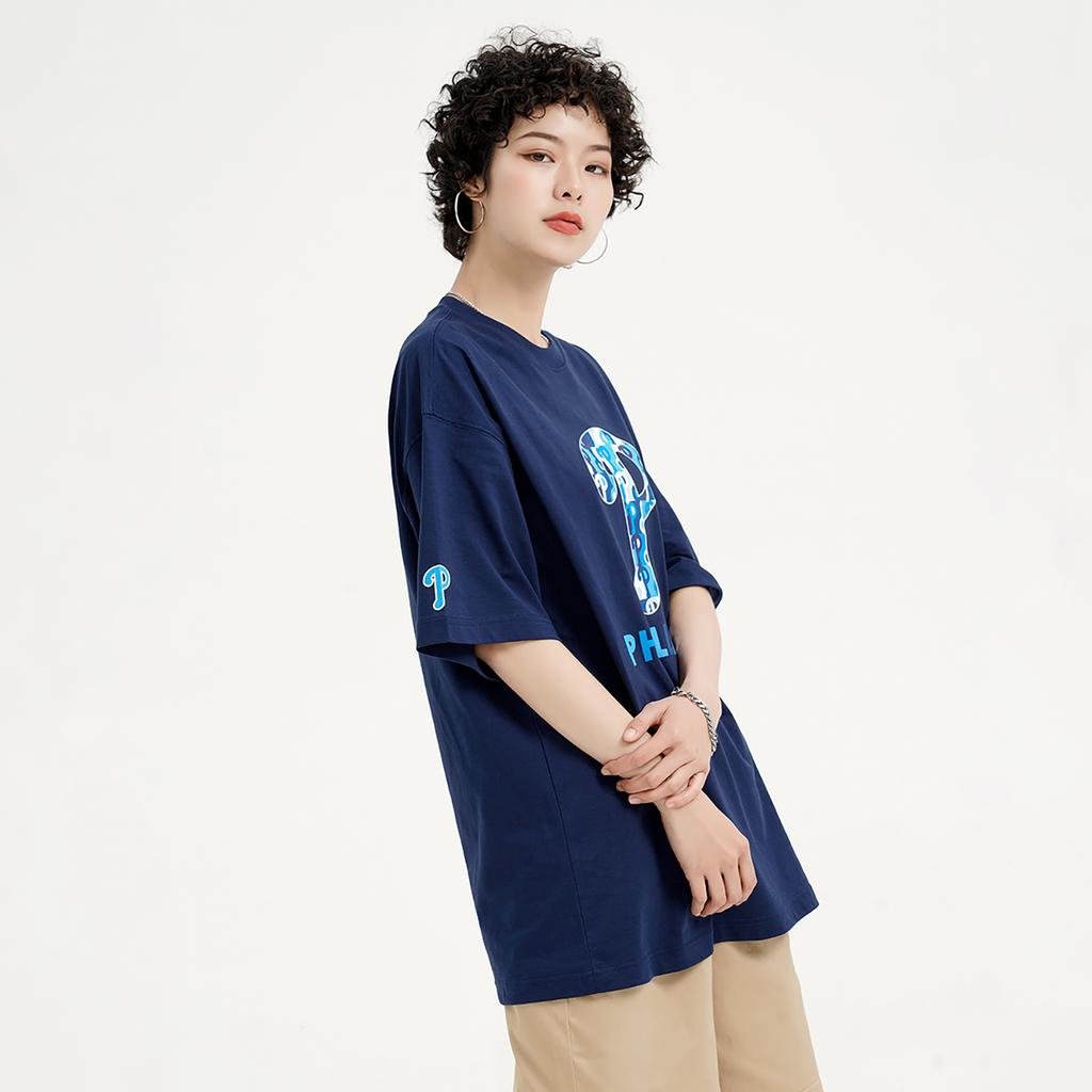 MLB T Shirts Unisex Navy Blue Crew Neck Moderate Straight Fit 3ATSM0933-10NYS