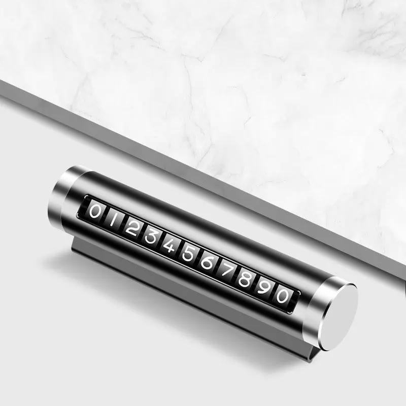 Metal Car Temporary Parking Card Rotate Phone Number Plate Aluminum Stickers Park Stop In Car-styling Auto Accessories