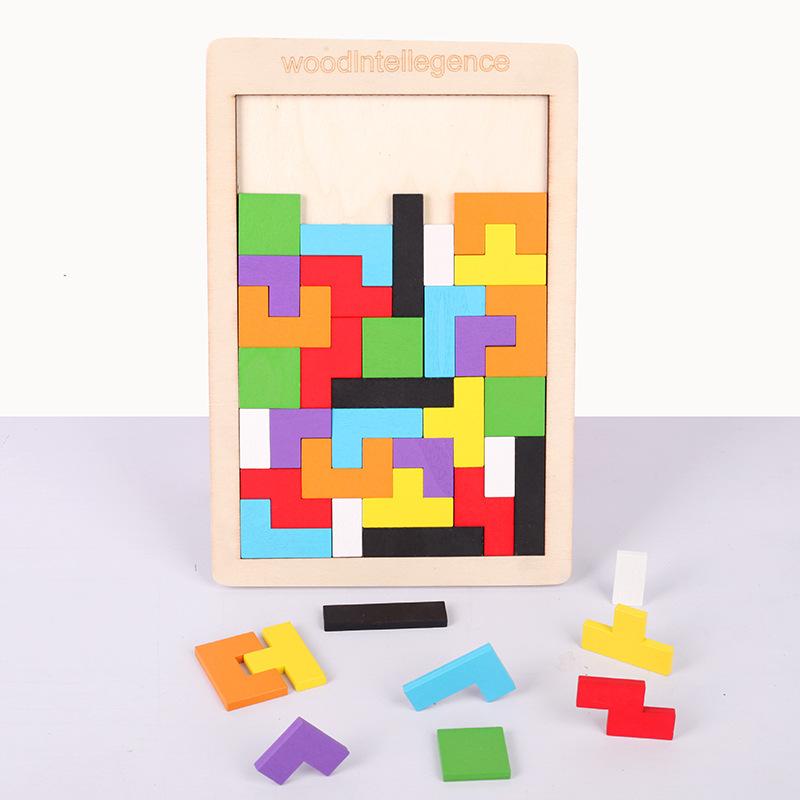 Funy Wooden Russia Puzzle Toys Early Education Color Shape Game Children Thinking Logic Square Toy Puzzle For Christmas Gifts