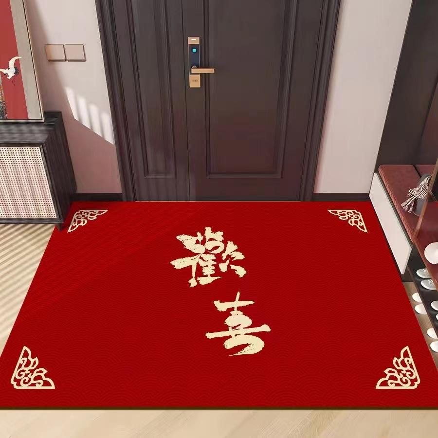 Dragon Festive New Year Crystal Velvet Floor Mat New Chinese Door Entry Carpet Non-slip Absorbent Quick-drying Mat