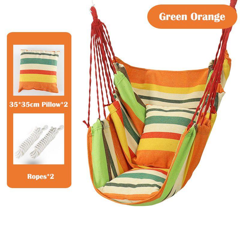 Hanging Rope Chair Swing Hammock Outdoor Porch Patio Yard Seat W 2 Pillows