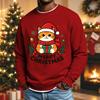 Men's Casual Long Sleeve Crewneck Top with Christmas Print for Holiday Celebrations
