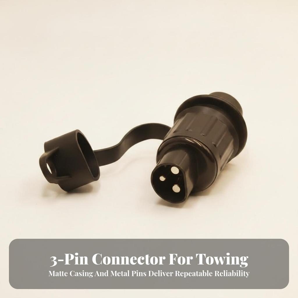 3Pin Trailer Plug with Mounting Flange | Metal terminal Terminals, Molded Body,