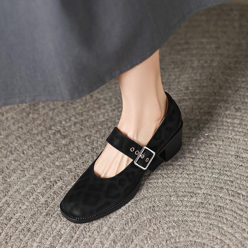 Fashion Spring New Women Genuine Leather High Heeled Fashion Leopard Party Wedding Pumps Shoes 2025 Elegant Office High Heeled Shoes
