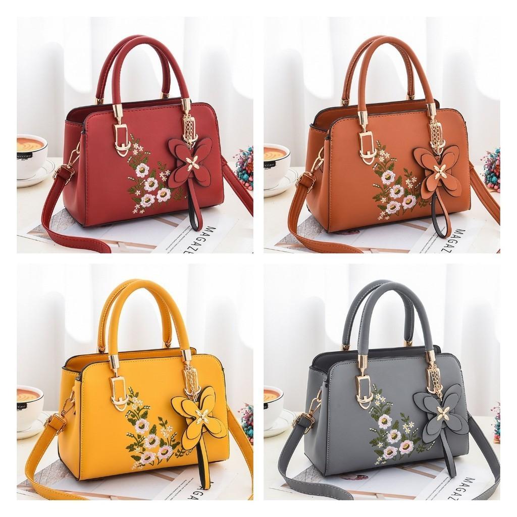 2023 New Fashion Single Shoulder Bag Large Capacity Soft Leather Handbag Embroidered Soft Leather Slant Bag