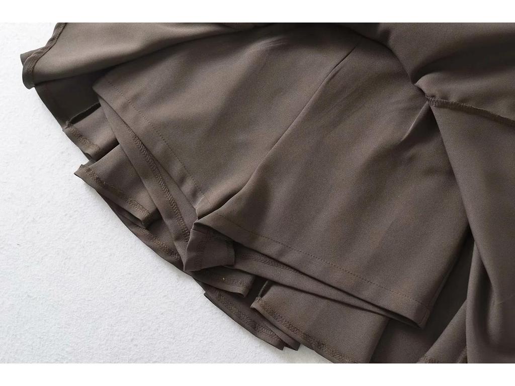 2025 European & American Style High-Waist A-Line Pleated Puffy Skirt for Women
