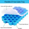 Eiswürfelbereiter mit Wabenstruktur und 37 Mulden, wiederverwendbare Schalen, Eiswürfelform aus Silikon, BPA-frei, Eisform mit abnehmbaren Deckeln