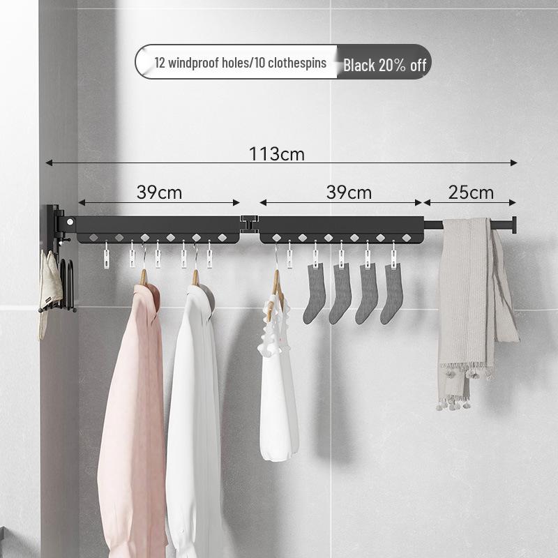 Wall-Mounted Retractable Clothes Drying Rack for Balcony and Bay Windows