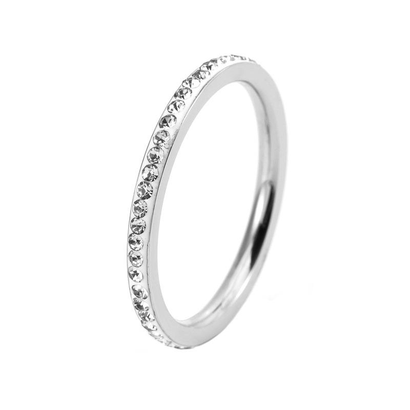 

Новое изысканное кольцо из титановой стали 2 мм с муассанитом - Не тускнеющее тонкое кольцо, простой роскошный дизайн, в наличии. Size 9 серебряный