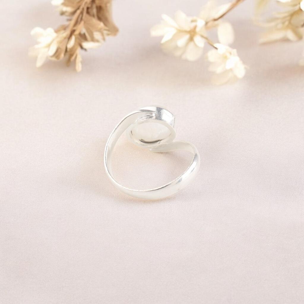Rainbow Moonstone Gemstone Ring 925 Stamped Silver Jewelry For Mother's Day Gift RR-53-42