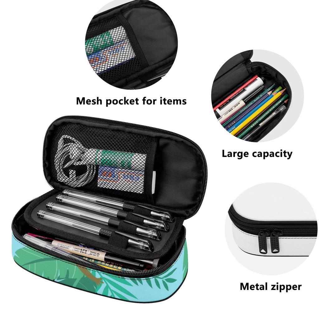 Pen Case Practical Durable 300D Polyester Smooth Zipper with Mesh Pocket Removable Divider and Pen Slots for Teens and Students
