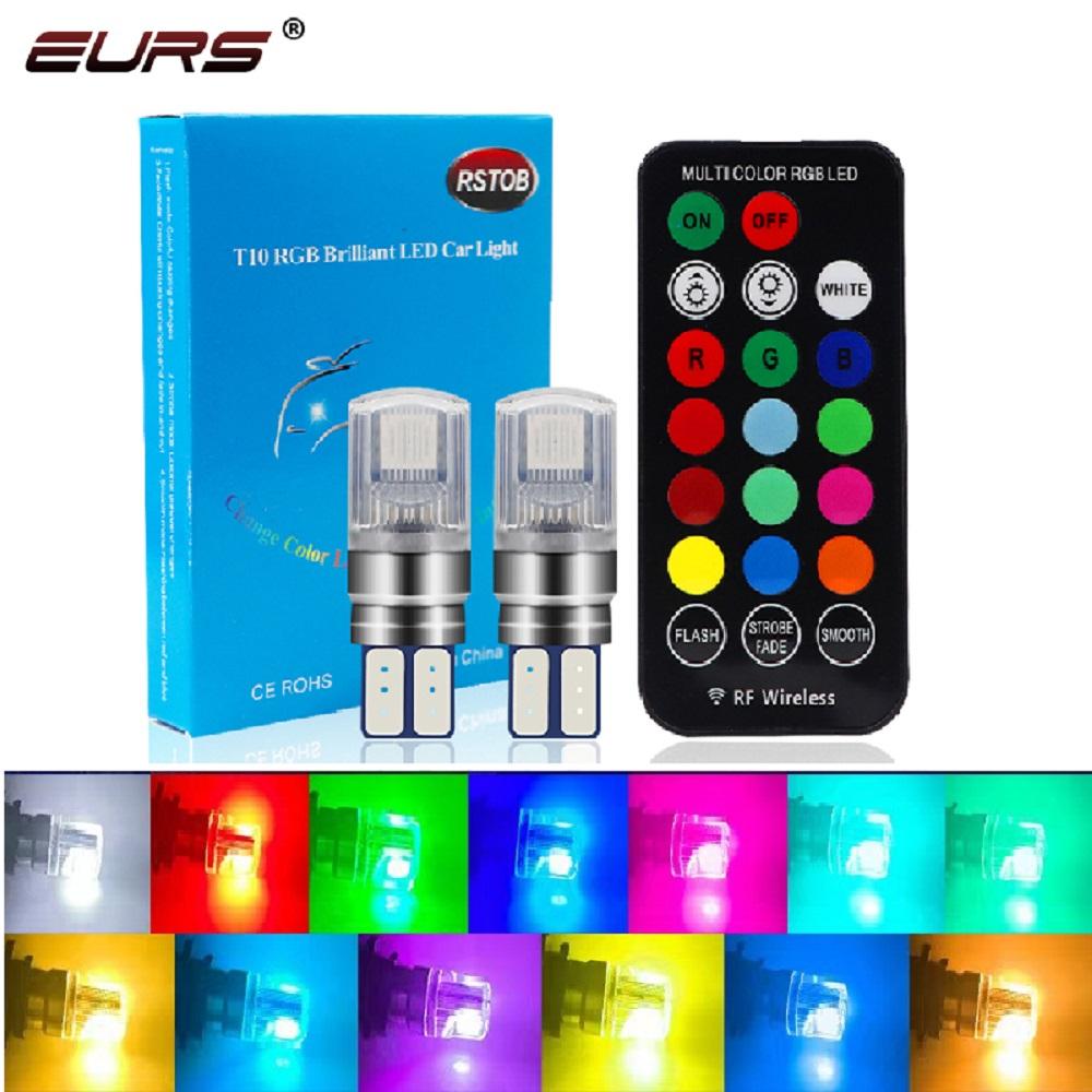 T10 RGB Led 194 168 W5W 5050 SMD Signal Lights RGB Automovie Interior Dome Reading Light WIith Remote Control Car AccessoriesTurn Signal 2