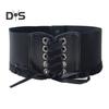 Corset Waist Belt for Women Lace Up Tied Waspie Elastic Wide Belt for Dresses Halloween Pirate Costume Accessory