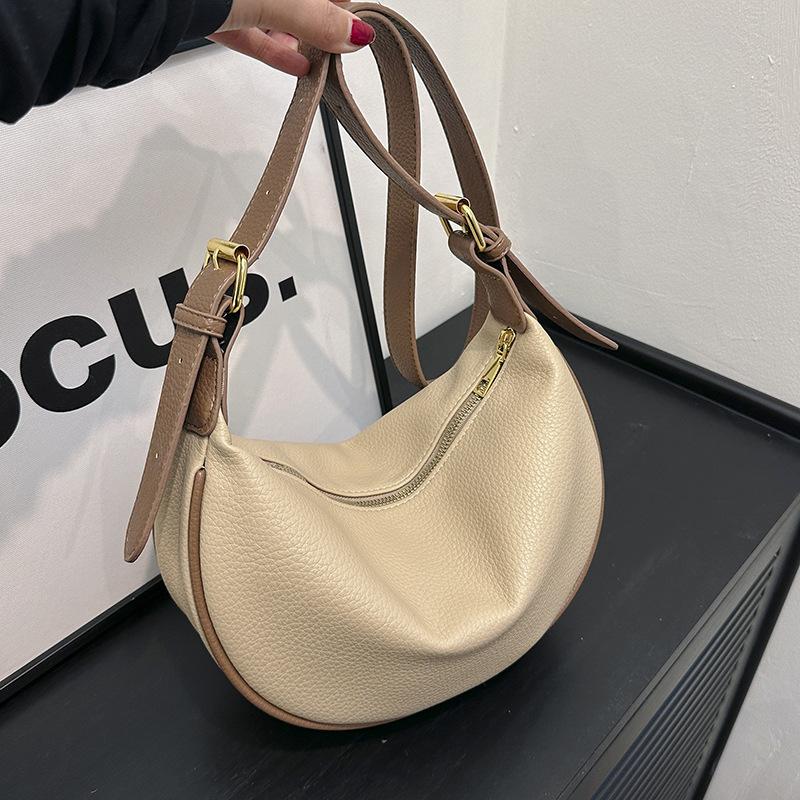 Fashion Soft Leather Crescent Crossbody Bags Casual Hobo Sling Shoulder Bag With Adjustable Strap Roomy For Daily Commute Travel