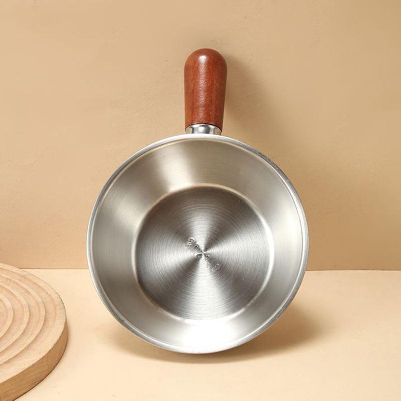 1 Stück Edelstahl-Öltopf Holz Mini-Suppentöpfe Milchtopf Verdickt Kleine Saucepfanne Kochwerkzeuge Küchenzubehör
