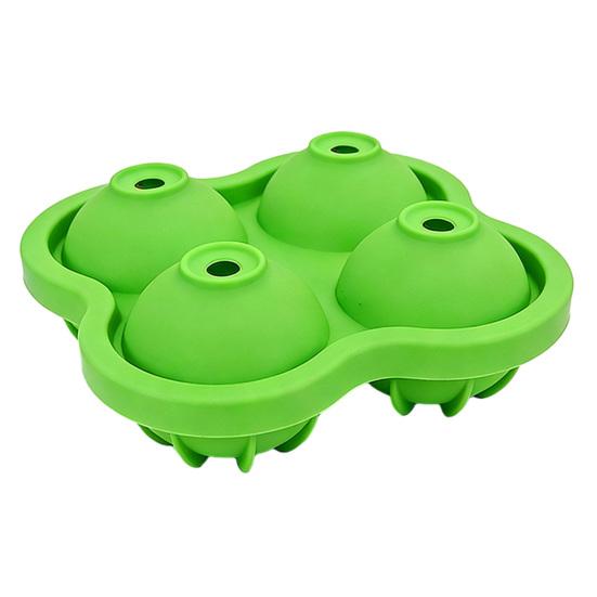 Silicone Ice Ball Mold 4-Cavity Large Sphere Tray for Whiskey Summer Drinks Easy-Release Food-Grade Ice Cube Maker Reusable Cocktail Freeze Tray