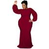 Plus Size Women Long Sleeve Sequin Midi Dress Elegant Office Wear Gray Blue Burgundy Orange XL 2XL 3XL 4XL 5XL Collection