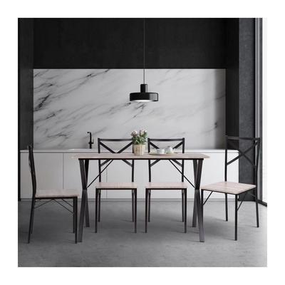 Country Table + 4 Chairs - In Mdf Pvc Finish - Gray And Black Color Ht20c205