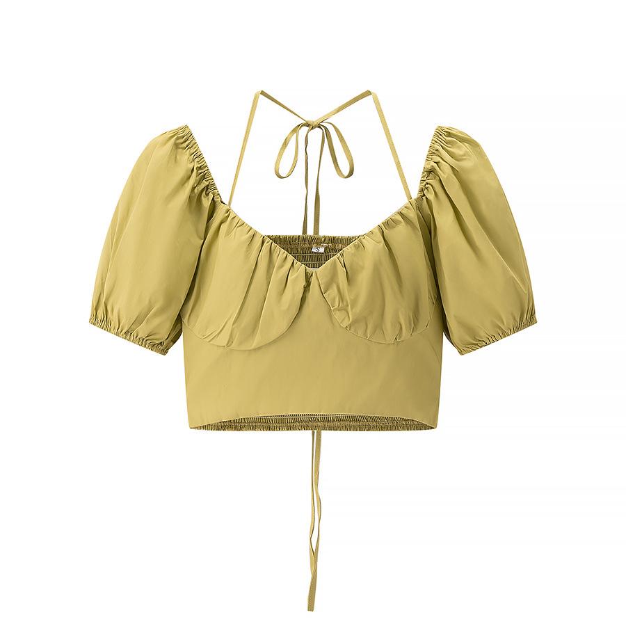 

Женский укороченный камзол с открытыми плечами 2025: Сексуальный, Сладкий и Острый L желто-зеленый