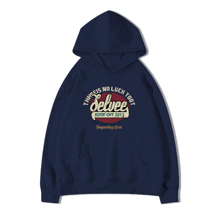 Season's new printed letter hooded sweater couple loose casual velvet