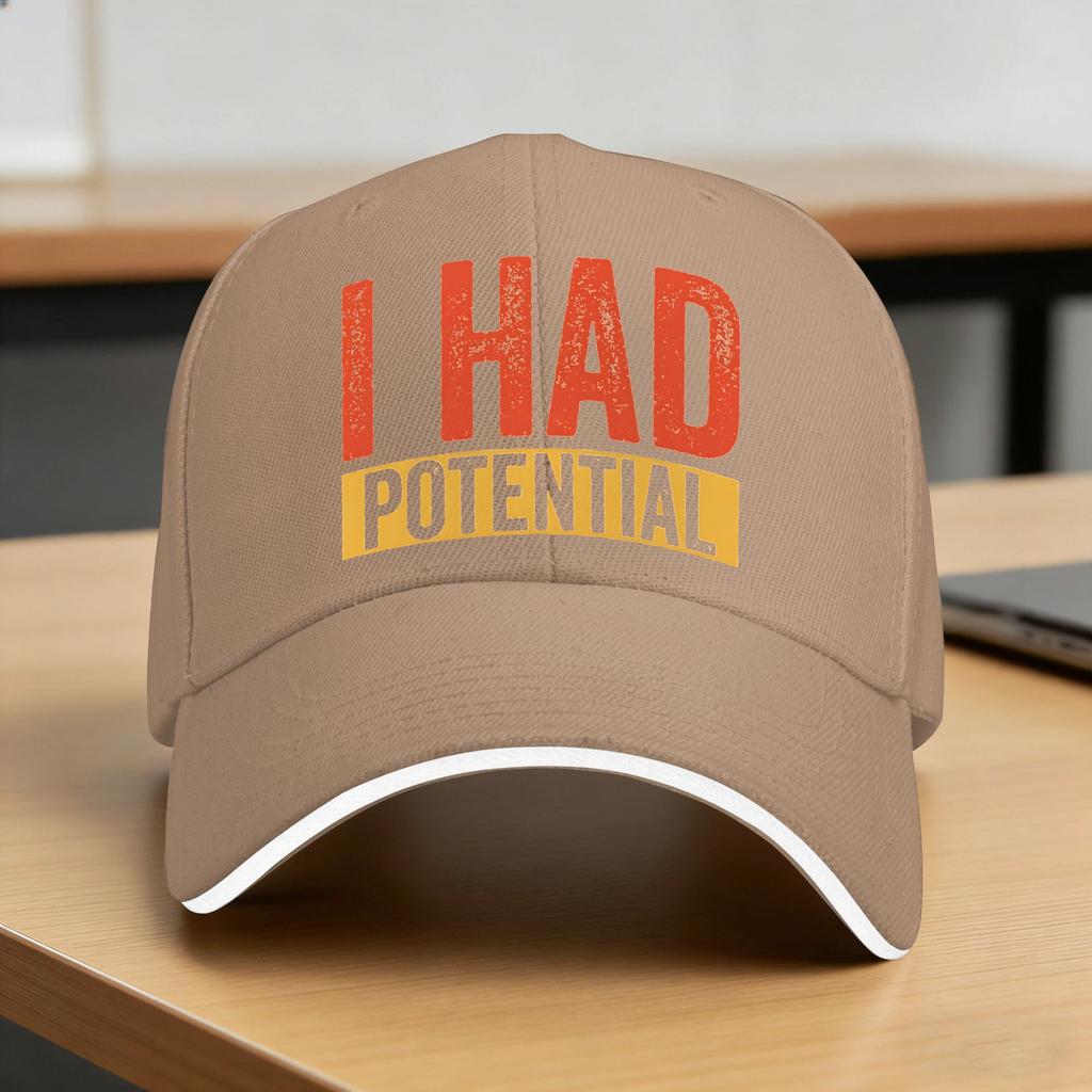 I Had Potential Baseball Cap Design Print Trucker Hat Summer Unisex Unisex Tennis Skate Snapback Cap