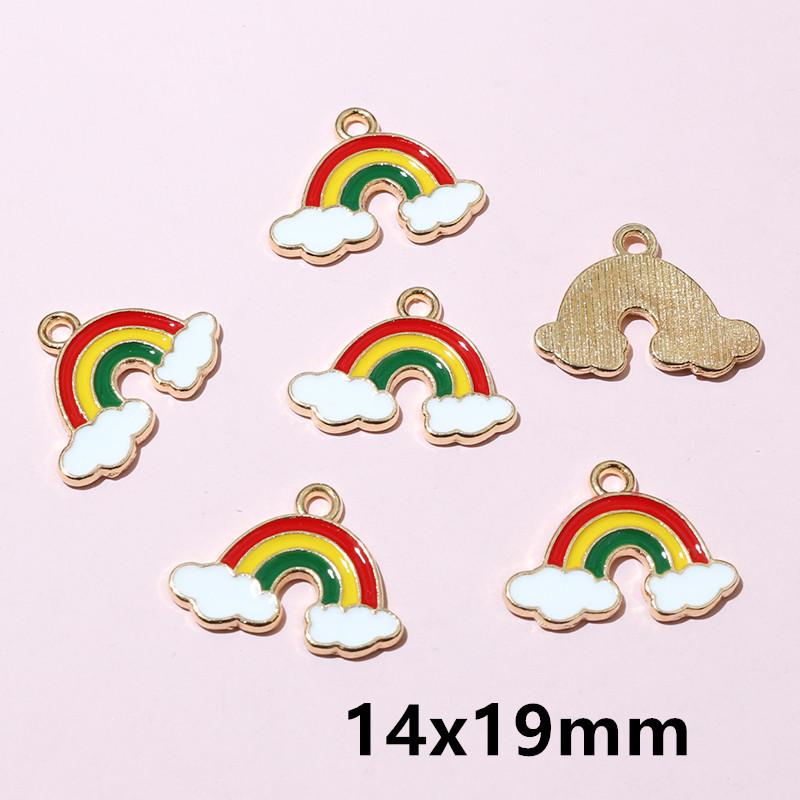 10pcs Cute Enamel Rainbow Charms Pendant Alloy Metal DIY Jewelry Making Accessories Findings for Necklace Earrings Bracelets