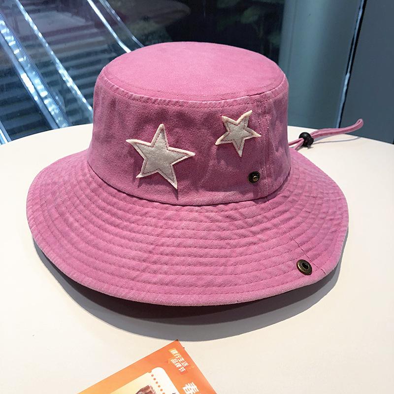 JYL TS DIY Джинсовая панама Звездный принт Кепка для улицы Стирка джинсы pink_(54-58cm） пурпурная дымка