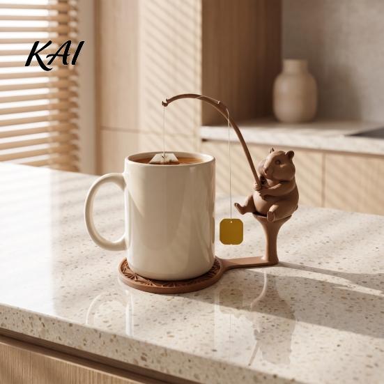 Whimsical Garden Decor Fishing Friends Tea Bag Holder, Cute Resin Teabag String Keeper, Animal Decorative Rest Decor, Fun Kitchen Counter Accessory,
