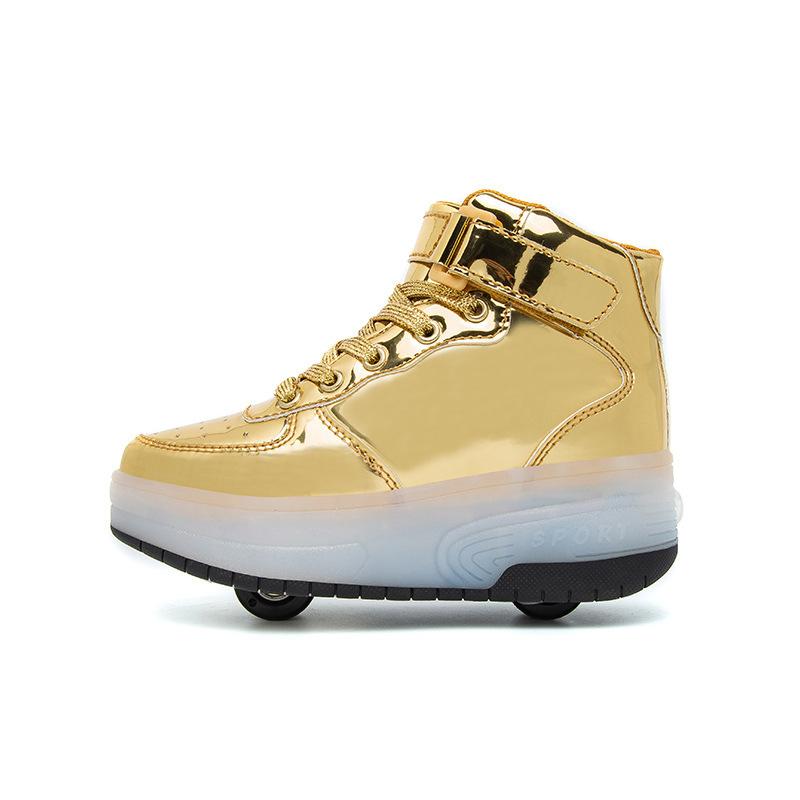 New charging luminous shoes single and double wheel skates runaway shoes children's casual shoes fashion wheel shoes