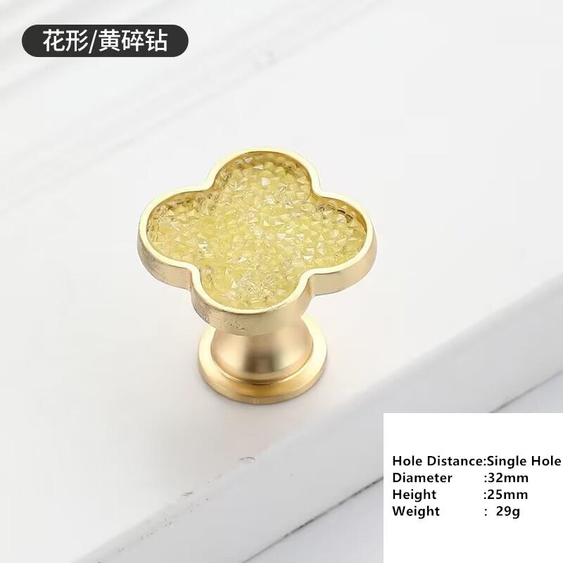 Handles Drawer Cabinet Furniture Kitchen Handles for Cabinet Knob Door Drawer Furniture Kitchen Knob Four-Leaf Clover Diamond