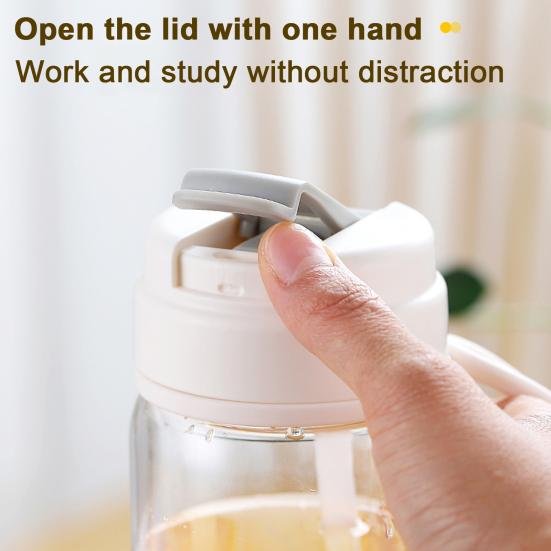 450 ML/600 ML Sippy Cup med halm Flip Top vannflaske BPA-fri enhåndsoperasjon Lekkasikker drikkeflaske for jobb Studiereise