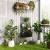 Outdoor Metal Planter, with Back Trellis - Black