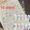 11/11sheet Iridescent Butterfly Nail Sticker,Glittering Decal For Nails,Self-Adhesive,One-Time Use,Animal Pattern Nail Stickers