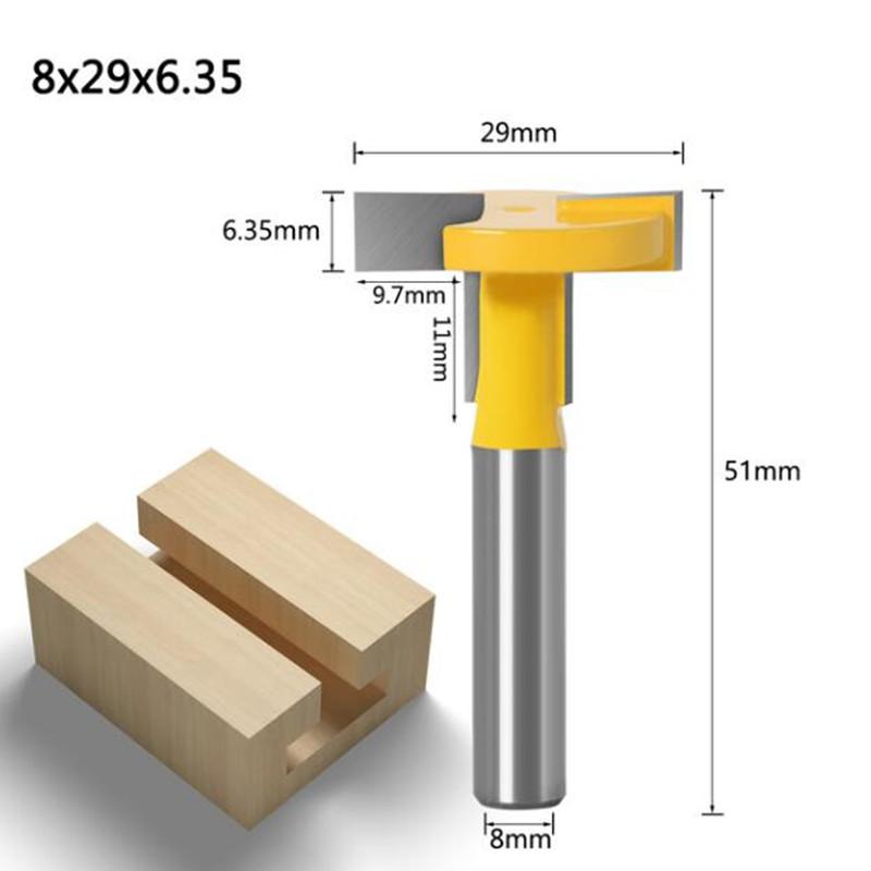 8mm Shank T-Slot Milling Straight Edge Slotting Knife Cutter Router Bits Milling Cutting Handle for Wood Working