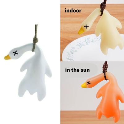 Adorable Roast Duck Car Charm Color Changing Rearview Mirror Decoration Ornament Suitable For Car Mirror Or Home Display